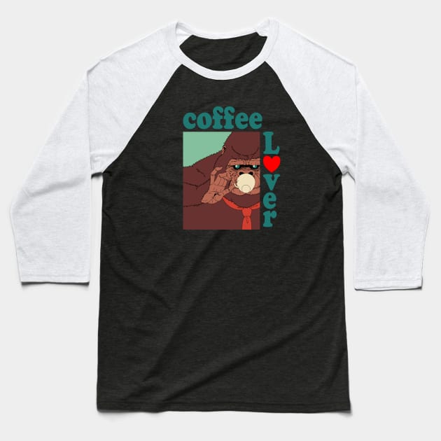 Coffee Lover Gorilla Baseball T-Shirt by ebayson74@gmail.com